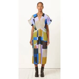 Henrik Vibskov Transit Plisse Dress in Boxes Overlap Size XS